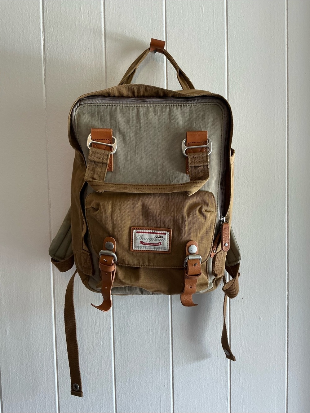 Rare Standard Doughnut Macaroon A khaki and brown colorblock design Backpack